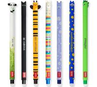 LEGAMI - Lot de 7 stylos gel effaçables avec encre effaçable thermosensible, gamme de couleurs d'encre et dessins de tonneau, pointe de 0,7 mm, motif panda, chat, abeille, lame, lion.
