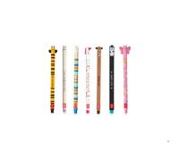 legami - Lot de 7 stylos gel effaçables avec encre thermosensible, gamme de couleurs d'encre et de designs, pointe de 0,7 mm
