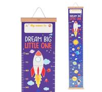 Legami - Mètre mural Dream Big Little One, mètre à suspendre pour mesurer la hauteur des enfants, jusqu'à 160 cm, 41 autocollants inclus, avec lattes en bois, thème espace, Bleu