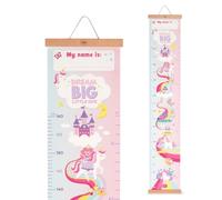Legami - Mètre mural Dream Big Little One, mètre à suspendre pour mesurer la hauteur des enfants, jusqu'à 160 cm, 41 autocollants inclus, avec lattes en bois, thème licorne, Rose