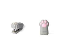 Legami - Mini agrafeuse, Meow, 3,3 x 4,5 cm, plastique, thème chaton, intégré rétro & Taille-crayon avec récipient, Meow, 4,5 x 7 cm, en plastique, double trou pour crayons standard et jumbo