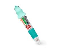 Legami – Mini stylo à bille 4 couleurs Mini Magic Rainbow Dino – pointe 1 mm, poignée silicone