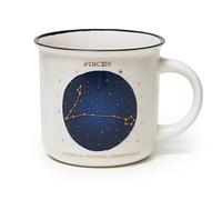 Legami - Mug, Count Your Lucky Stars, tasse en porcelaine New Bone China, signe du zodiaque laminé en or, lavable au lave-vaisselle, capacité de 350 ml, thème Pisces