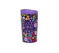 LEGAMI - Mug isotherme Hot&Cold Vacuum Tumbler, Flowers, fermeture hermétique, en acier inoxydable, contenance 275 ml, pour tous types de boissons