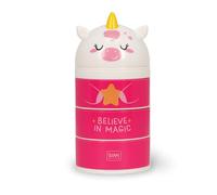 LEGAMI - Organiseur de bureau, Organiseur de bureau avec 3 tiroirs à ouverture latérale, compartiment supérieur avec fermeture coulissante, Thème Unicorn