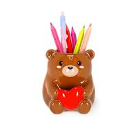 LEGAMI - Pot a Crayons en Céramique, Desk Friends, Théme Teddy Bear, Peint à a Main, Cadeau, Organisateur de Bureau