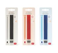 Legami - Lot de 3 recharges pour stylos gel effaçables, blister contenant 3 recharges, couleurs d'encre noir, rouge, bleu, diamètre 0,4 cm, hauteur 13 cm