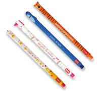 LEGAMI - Set de 4 Stylos Gel Effaçables | Shark, Unicorn, Tiger et Hen. Encres rose, bleue, orange et rouge