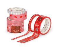 LEGAMI - Set de 5 Rubans Adhésifs en Papier, Tape by Tape, Théme Teddy Bear, Colorés, pour Coller, Décorer et Personnaliser, 3 Tailles Différentes, Longueur de 5 Mètres Chacune