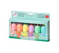 LEGAMI - Set de 6 Mini Surligneurs, Carrate Team, Surligneurs en Forme de Carotte, Encres à Base d'Eau, pour Traits Fins et Epais, Couleurs Pastel, Séchage Rapide