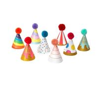Legami - Set de 8 Chapeaux de Fête, avec Pompons et Paillettes, Taille Unique, Ø 4,2 cm