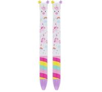LEGAMI - Stylo Click&Clack bicolore, thème Unicorn, encre violette et rose, stylo Click&Clack, idéal pour l'école, le bureau et la maison, bicolore, pointe de 1 mm de diamètre (Lot de 2)