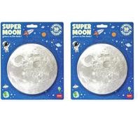 Legami - Super Moon, lune phosphorescente adhésive, Ø 15 cm, en PVC, se recharge pendant la journée avec la lumière et la relaxation de nuit, appliquer sur une surface lisse et propre (Lot de 2)
