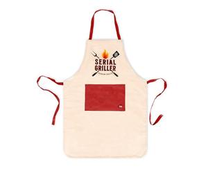 LEGAMI - Tablier de cuisine pour homme, femme, super chef, barbecue, poche avant, réglable, taille unique, lavable en machine, dimensions 56 x 76 cm, thème Serial Griller, beige, taille unique