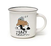 LEGAMI -Tasse Cup-puccino, Thème The Lazy Team, Porcelaine New Bone China, Take a Break Collection, Multicouleur, capacité de 350 ml