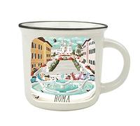 LEGAMI - Tasse en porcelaine, Thème Roma, New Bone Chine Porcelaine, Tasse à déjeuner, Villes du monde, Tasse à café, Thé, Lavable au lave-vaisselle, Diamètre 10 cm, Contenance 350 ml