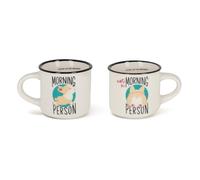 Legami - Tasses à café Espresso For Two, lot de 2 tasses à café en porcelaine New Bone China, tasse à café lavable au lave-vaisselle, thème Corgi Morning Person, diamètre 5,5 cm, capacité 50 ml