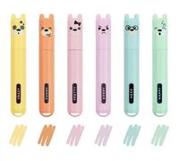 LEGAMI - Teddy's Style, Set de 6 Mini Surligneurs, 1x7,5 cm, Jaune, Pêche, Rose, Lilas, Bleu Clair, Vert Clair, pour Souligner et Surligner avec Précision