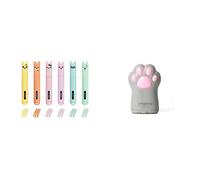 LEGAMI Teddy's Style Lot de 6 mini surligneurs & Taille-crayon avec récipient, Meow, 4,5 x 7 cm, en plastique, double trou pour crayons standard et jumbo