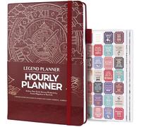 Legend Planner Horaire horaire - Organiseur hebdomadaire et quotidien avec créneaux horaires. Carnet de rendez-vous pour le travail, non daté, A5 (rouge vin)