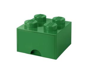 LEGO-40051734 Brique de Rangement Empilable 4 avec Tiroir, Solid, 40051734, Vert, 25 x 25 x 18 cm