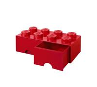 LEGO 40061730 Brique de rangement empilable Légo 8 plots 2 tiroirs Plastique Rouge H18 x 25 x 50 cm