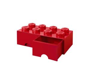 LEGO 40061730 Brique de rangement empilable Légo 8 plots 2 tiroirs Plastique Rouge H18 x 25 x 50 cm