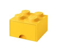 LEGO-40051732 Brique de Rangement Empilable 4 avec Tiroir, Solid, 40051732, Jaune, 25 x 25 x 18 cm