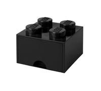 LEGO Boîte de Rangement Brique 4 Plots avec Tiroir Noir - Organiseur Empilable Jouets et Bureau