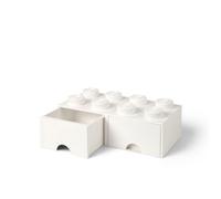 LEGO Boîte de Rangement Brique 8 Plots avec 2 Tiroirs Blanche - Organiseur Empilable Jouets et Bureau
