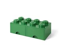 LEGO Boîte de Rangement Brique 8 Plots avec 2 Tiroirs Verte - Organiseur Empilable Jouets et Bureau