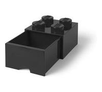 LEGO pierre de rangement avec tiroir 4 plots 25 x 17 cm polypropylène noir Noir G