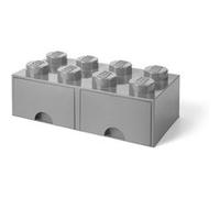Room Copenhagen - Brique de rangement LEGO Brick Drawers 8 - 2 tiroirs, 8 picots, empilable - Gris