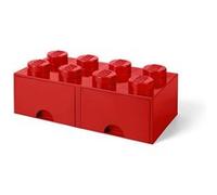 LEGO 40061730 Brique de rangement empilable Légo 8 plots 2 tiroirs Plastique Rouge H18 x 25 x 50 cm