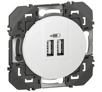 Legrand Prise double chargeur USB-A Dooxie – Repiquage 2P+T – À équiper d'une plaque – Blanc