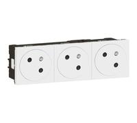Triple prise avec terre Mosaic, LEGRAND, blanc