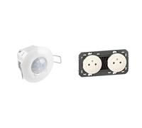 Legrand 048944 Détecteur de Mouvement Fixation Plafond, IR 360° sur 8m, Blanc & Prise Double Murale 16A avec Terre dooxie Surface - Prise 2P + T Affleurante