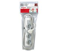 Legrand 050075 Rallonge MultiPrise avec Bloc de Prise Rotatif, Cordon 1.5m, 4x2P+T, 16A, 230V, Blanc et Gris
