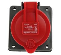 Legrand 052224 Plastique Prise Fixe Hypra IP44, 16A, 380V à 415V, 3P+N+T, Rouge/Noir