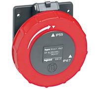 Legrand 053051 Plastique Prise à Entraxes Unifiés Hypra, 3P+T+N, 380V à 415V, Noir et Rouge