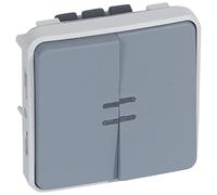 Legrand 069519 Interrupteur ou Va et Vient Lumineux + Poussoir Inverseur NO+NF Lumineux Étanche Plexo Composable IP55, 10AX, 250V, Gris