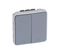 Legrand 069538 Double Interrupteur ou Va et Vient Étanche pour Volets Roulants Plexo Composable IP55, 10A, 250V, Gris