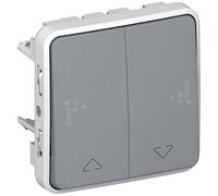 Legrand 069539 Double Poussoir Étanche pour Volets Roulants Plexo Composable IP55, 10A, 250V, Gris