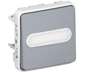 Legrand 069543 Poussoir No Lumineux Étanche avec Porte Étiquette Plexo Composable IP55, 10A, Gris