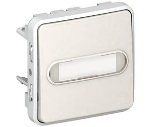 Legrand 069633 Poussoir Étanche No Lumineux avec Porte Étiquette Plexo Composable IP55, 10A, Blanc