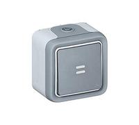 Legrand 069710 Interrupteur ou va-et-vient Témoin Étanche Câblage Existant, Plexo Complet Saillie, 10AX, 250V, Gris