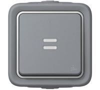 Legrand 069722 Poussoir Étanche No Lumineux, Plexo Complet Saillie, 10A, Gris