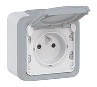 Legrand 069731 Prise Étanche 2P+T avec Éclips de Protection, Plexo Complet Saillie, 16A, Gris