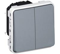 Legrand - Double interrupteur va et vient saillie IP55 à composer - Plexo - gris Gris G