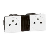 Legrand Prise double de surface Mosaic 077134 précâblée 2x2 modules 2P+T Blanc